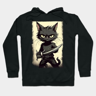 Oh Cat, murderous black cat with knife Hoodie